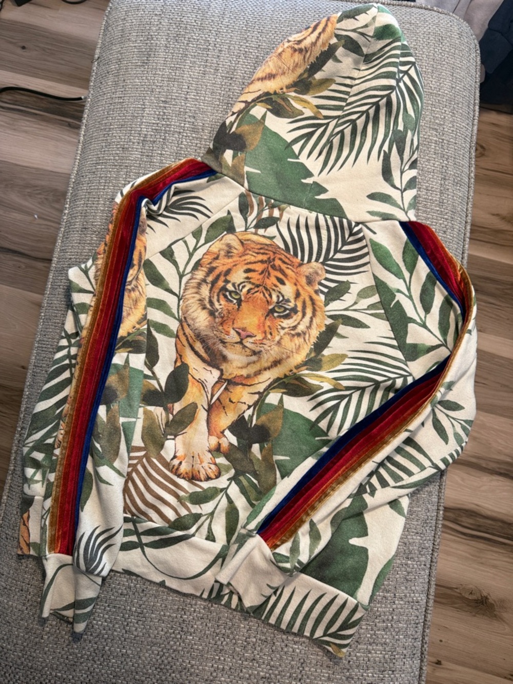 Aviator Nation Jungle Tiger Classic Vintage White Full Zip Hoodie Unisex XS - Picture 3 of 5